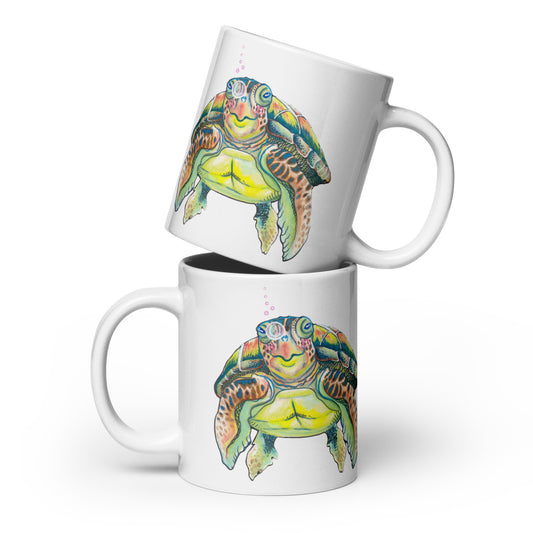 Wave Wanderer White glossy mug